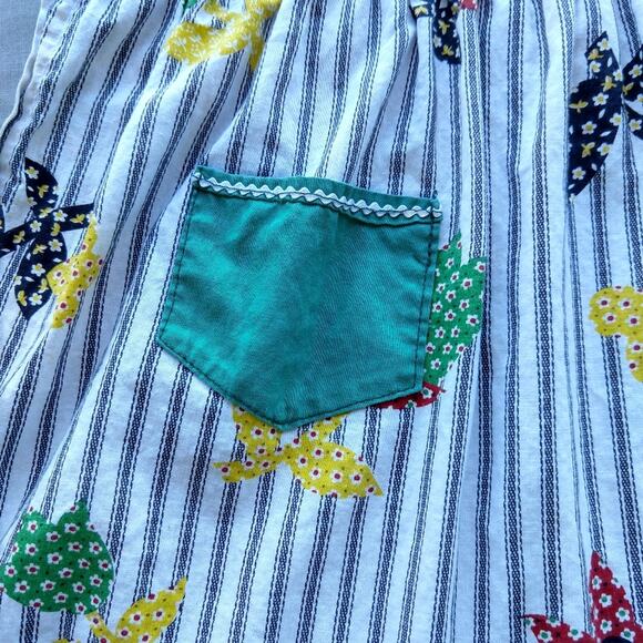 Vintage Handmade Child Size Half Skirt Apron patchwork stripes pocket - Picture 2 of 9